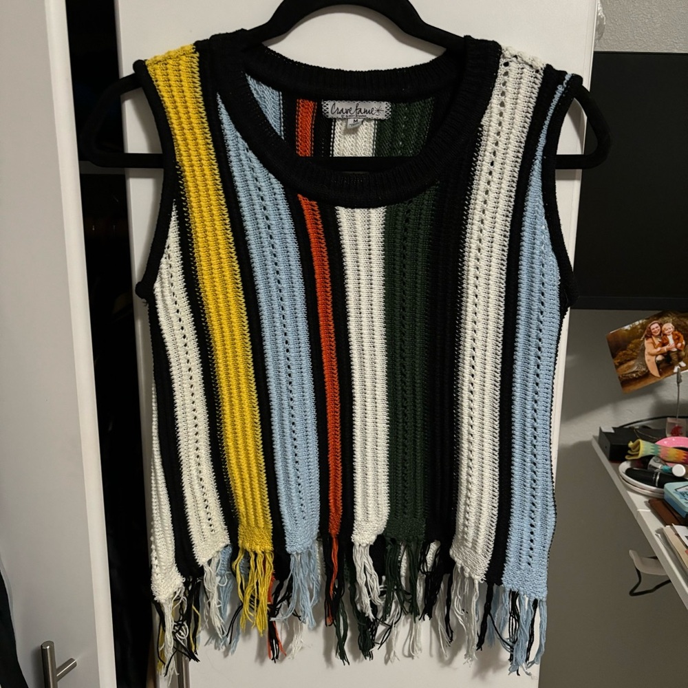Cravefame Colorful Fringe Croptop